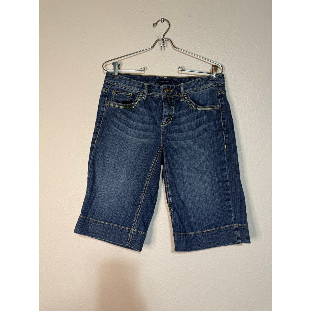 Tommy Hilfiger Womens Denim Bermuda Shorts Dark Wash Blue Size 6 Knee Length